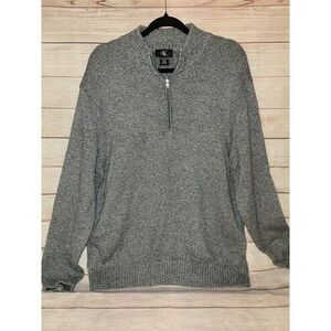 Calvin Klein Sweater Mens XXL Large Gray Pullover 1/4‎ Zip Mock Neck Casual Knit